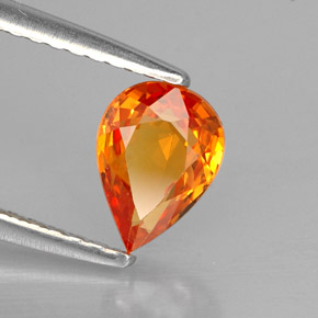 Zaffiro naturale arancione da 0,87 ct, taglio a pera, VS