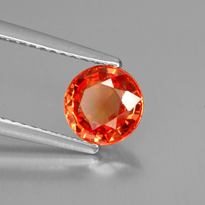 Zaffiro naturale arancione da 1,28 ct, taglio rotondo, VS
