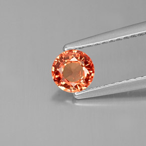 Zaffiro naturale arancione da 0,59 ct, taglio rotondo, VVS