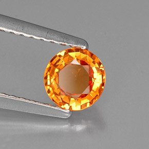 Zaffiro naturale arancione da 0,60 ct, taglio rotondo, VVS