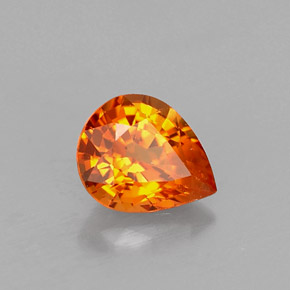 Zaffiro naturale arancione da 0,71 ct, taglio a pera, VS