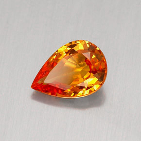 Zaffiro naturale arancione da 0,83 ct, taglio a pera, IF
