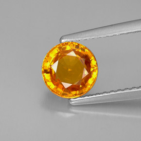 Zaffiro naturale arancione da 1,55 ct, taglio rotondo, VVS
