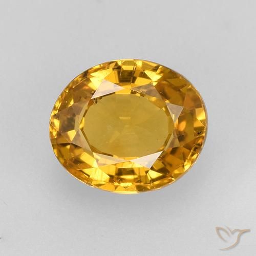 0.77ct Naturale Arancio Dorato Profondo Zaffiro, Ovale, VVS-VS