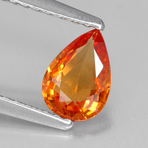 Zaffiro naturale arancione da 0,72 ct, taglio a pera, VVS-VS