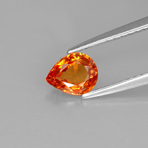 Zaffiro naturale arancione da 0,73 ct, taglio a pera, VVS