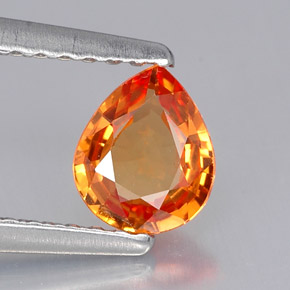 Zaffiro naturale arancione da 0,60 ct, taglio a pera, VVS-VS