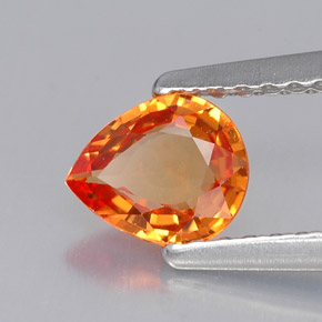 Zaffiro naturale arancione da 0,60 ct, taglio a pera, VVS-VS