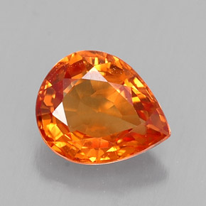 Zaffiro naturale arancione da 0,70 ct, taglio a pera, VS