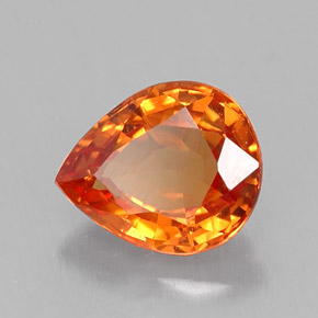 Zaffiro naturale arancione da 0,70 ct, taglio a pera, VS