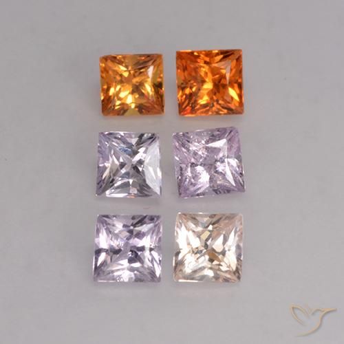 Zaffiro naturale multicolore da 1,16 ct, quadrato, VVS