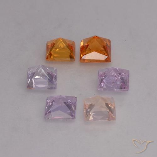 Zaffiro naturale multicolore da 1,16 ct, quadrato, VVS