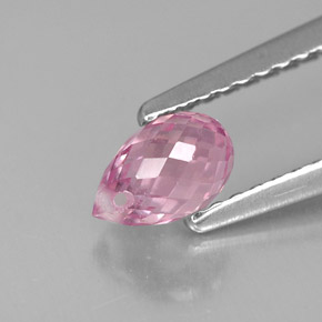 Zaffiro naturale rosa da 0,90 ct, briolette, VVS-VS