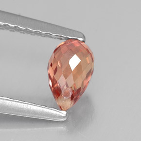Zaffiro naturale arancione da 0,76 ct, briolette, VVS-VS