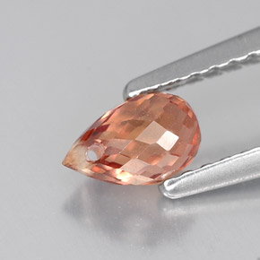 Zaffiro naturale arancione da 0,76 ct, briolette, VVS-VS