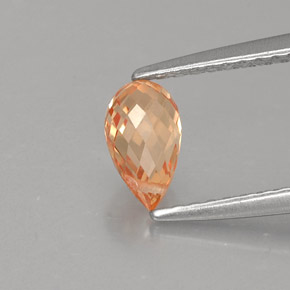 Zaffiro naturale arancione da 0,91 ct, briolette, VVS-VS