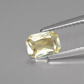Zaffiro naturale giallo da 0,77 ct, taglio smeraldo, VVS