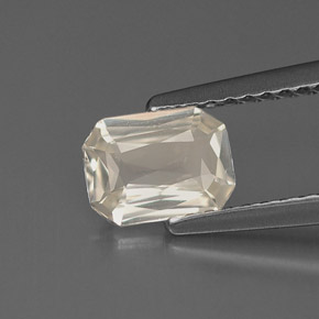 Zaffiro naturale bianco da 0,87 ct, taglio smeraldo, VVS-VS