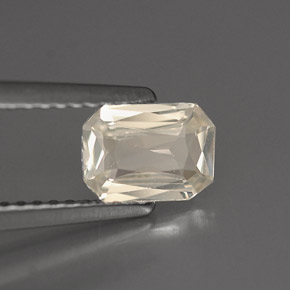 Zaffiro naturale bianco da 0,87 ct, taglio smeraldo, VVS-VS