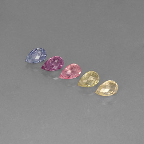 Zaffiro naturale multicolore da  ct, briolette, VVS-VS