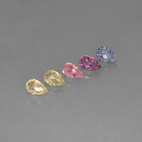 Zaffiro naturale multicolore da  ct, briolette, VVS-VS