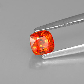 Zaffiro naturale arancione da 0,67 ct, taglio a cuscino, VS