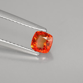 Zaffiro naturale arancione da 0,55 ct, taglio a cuscino, VS