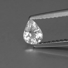Zaffiro naturale bianco da 0,40 ct, taglio a pera, VS