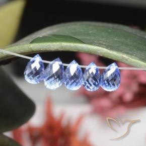 Gemme di Zaffiro Blu pastello naturale da 3.34 ct, Taglio briolette, VVS-VS