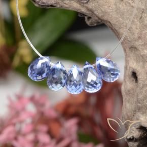 Gemme di Zaffiro Blu pastello naturale da 3.88 ct, Taglio briolette, VVS-VS