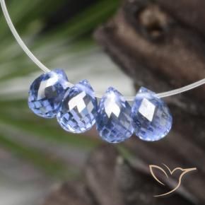 Gemme di Zaffiro Blu pastello naturale da 1.69 ct, Taglio briolette, VVS-VS