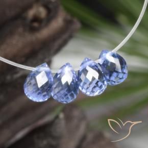 Gemme di Zaffiro Blu pastello naturale da 1.69 ct, Taglio briolette, VVS-VS