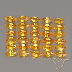Gemme di Zaffiro Arancio intenso-OroG naturale da 3.36 ct, Taglio marquise, VVS-VS
