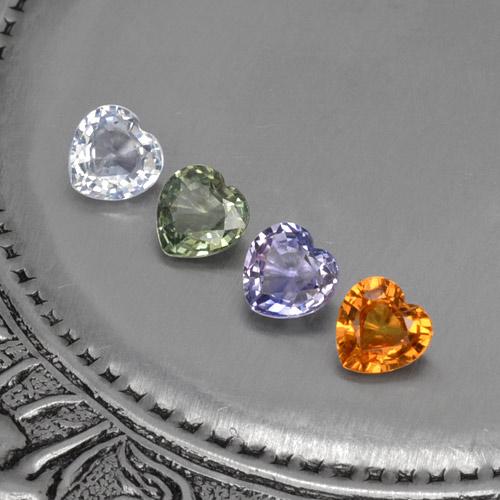 Zaffiro naturale multicolore da 1,24 ct, a forma di cuore, VVS-VS