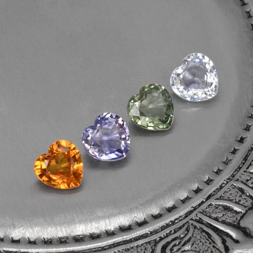 Zaffiro naturale multicolore da 1,24 ct, a forma di cuore, VVS-VS