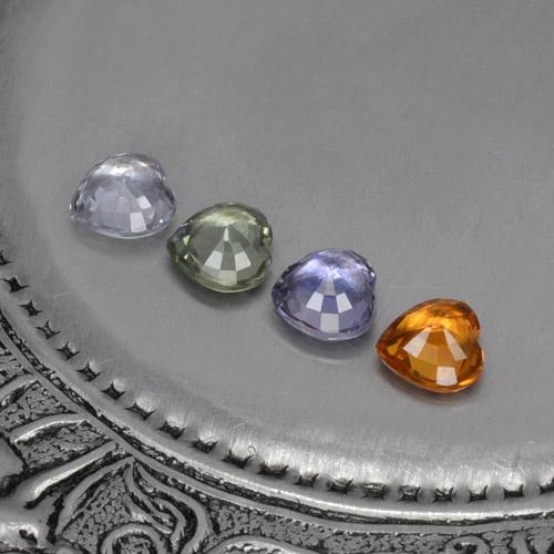 Zaffiro naturale multicolore da 1,24 ct, a forma di cuore, VVS-VS