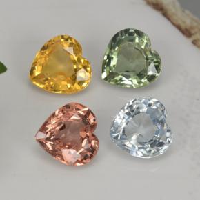 Zaffiro naturale multicolore da 1,26 ct, a forma di cuore, VVS-VS