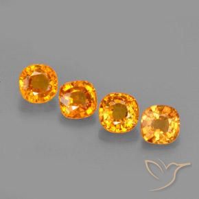 Gemme di Zaffiro Arancio Medio naturale da 1.67 ct, Cuscino, VVS-VS