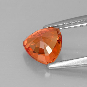 Zaffiro naturale arancione da 0,90 ct, trillion, VVS-VS