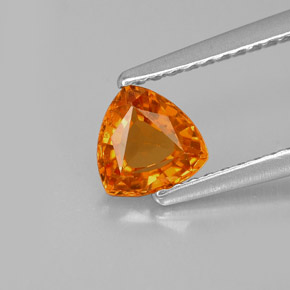 Zaffiro naturale arancione da 0,77 ct, trillion, VVS-VS
