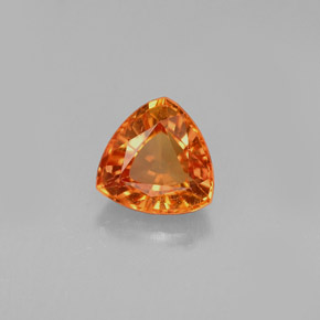 Zaffiro naturale arancione da 0,77 ct, trillion, VVS-VS