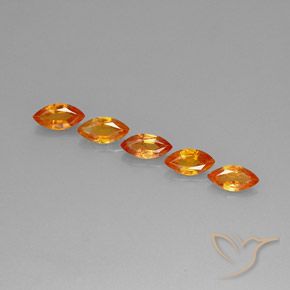 Gemme di Zaffiro Arancione Ambra naturale da 3.69 ct, Taglio marquise, VVS-VS