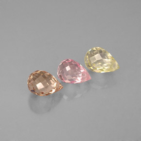 Zaffiro naturale multicolore da  ct, briolette, VVS