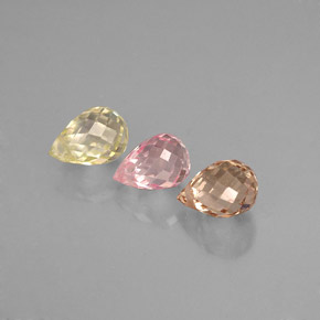 Zaffiro naturale multicolore da  ct, briolette, VVS