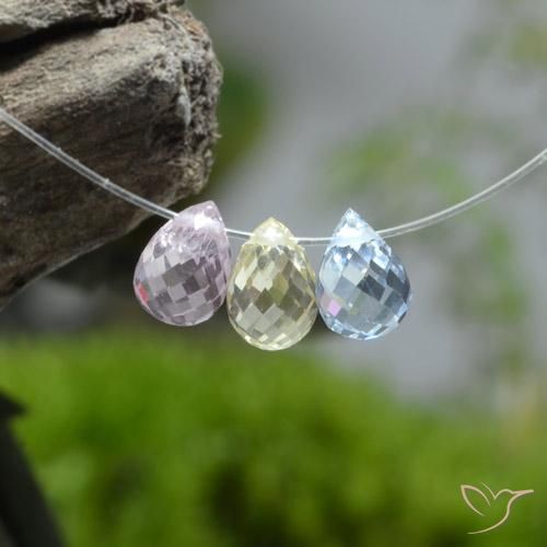 1.98ctw Naturale Multicolore Zaffiro, Taglio briolette, VVS