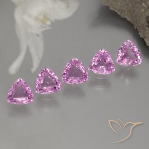 Gemme di Zaffiro Rosa chiaro naturale da 1.38 ct, Taglio trillion, VVS-VS