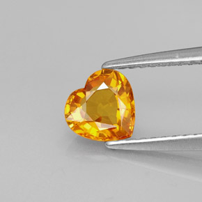Zaffiro naturale arancione da 0,95 ct, a forma di cuore, VVS