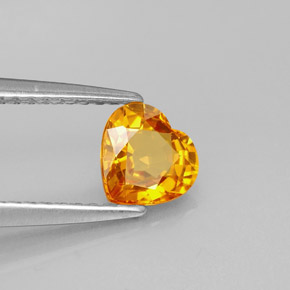 Zaffiro naturale arancione da 0,95 ct, a forma di cuore, VVS