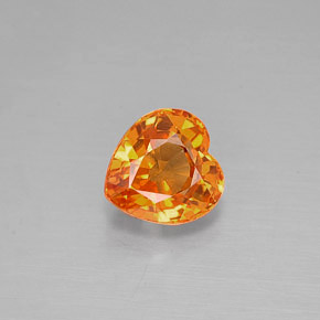 Zaffiro naturale arancione da 1,12 ct, a forma di cuore, VVS-VS