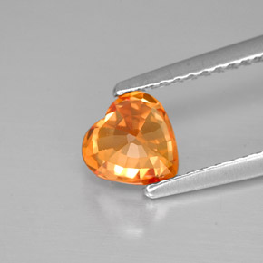 Zaffiro naturale arancione da 1,07 ct, a forma di cuore, VVS-VS